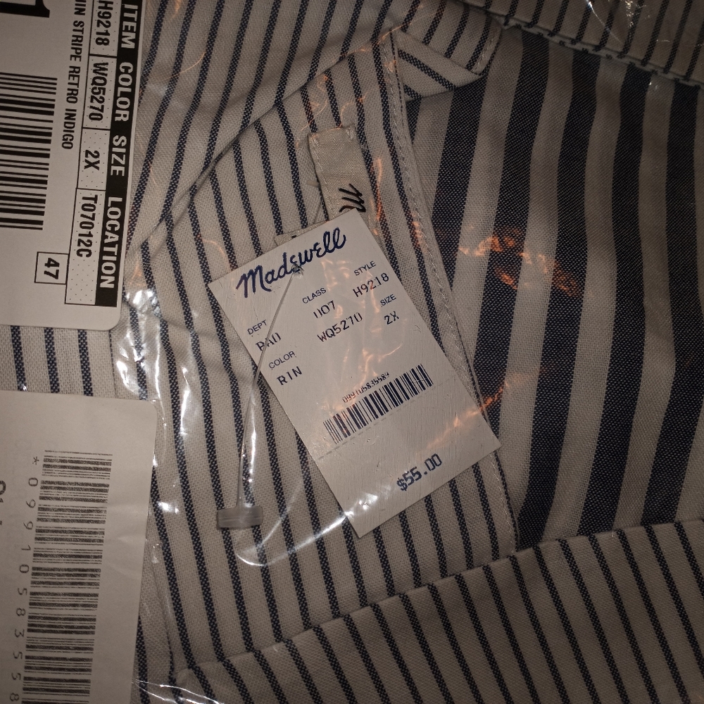 NWT MADEWELL TOP Butterfly Stripe Play Bluish Gray 2X - Picture 6 of 9
